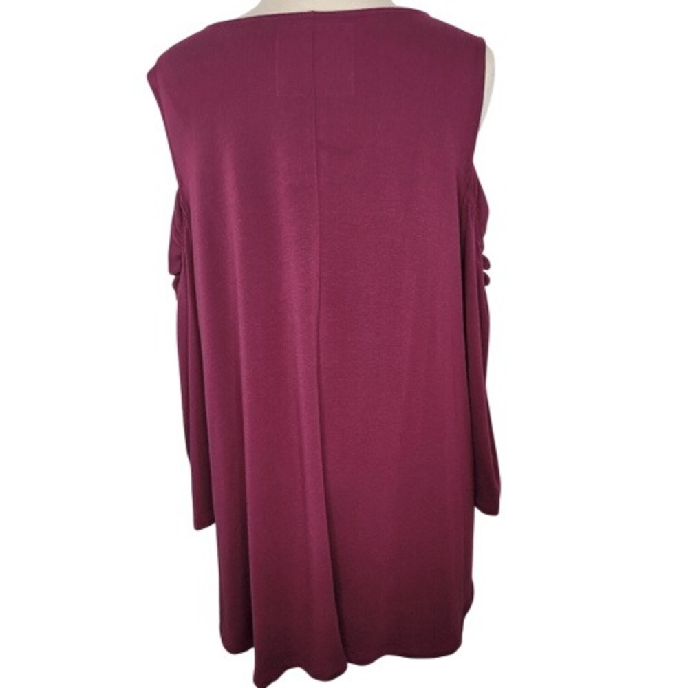 Kate & Mallory‎ Burgundy Cold Shoulder Tunic Top - Picture 6 of 8